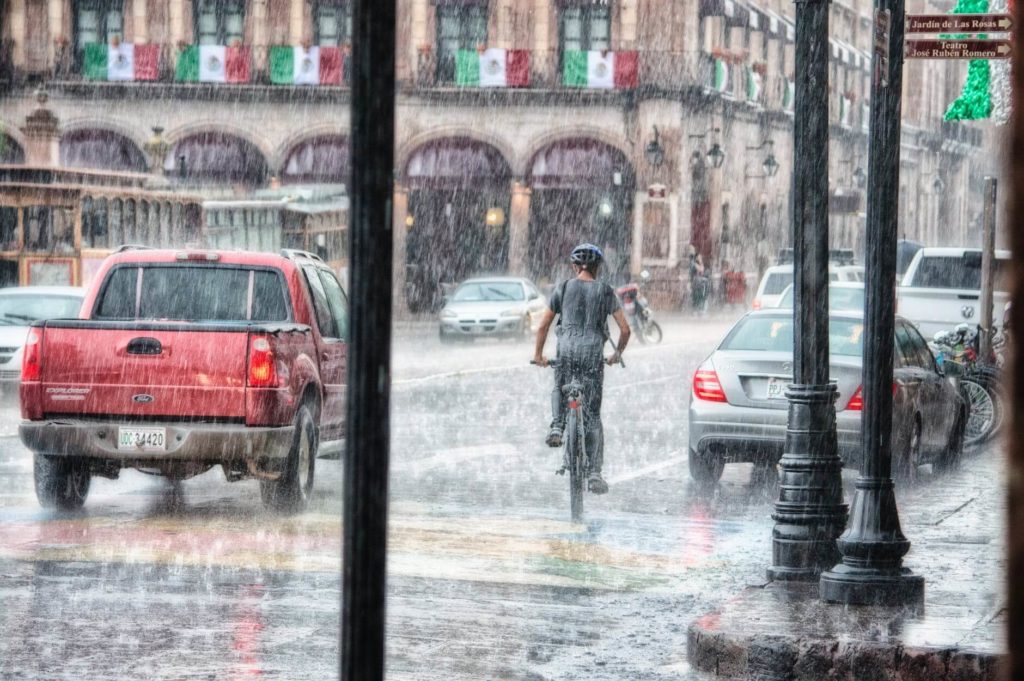 Cycling on raining